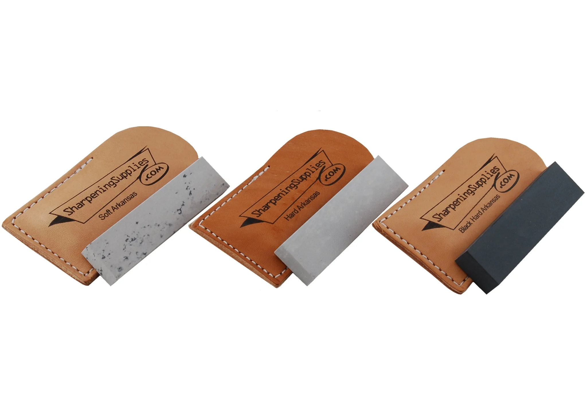 4" Pocket Arkansas 3-Stone Kit With Leather Pouches